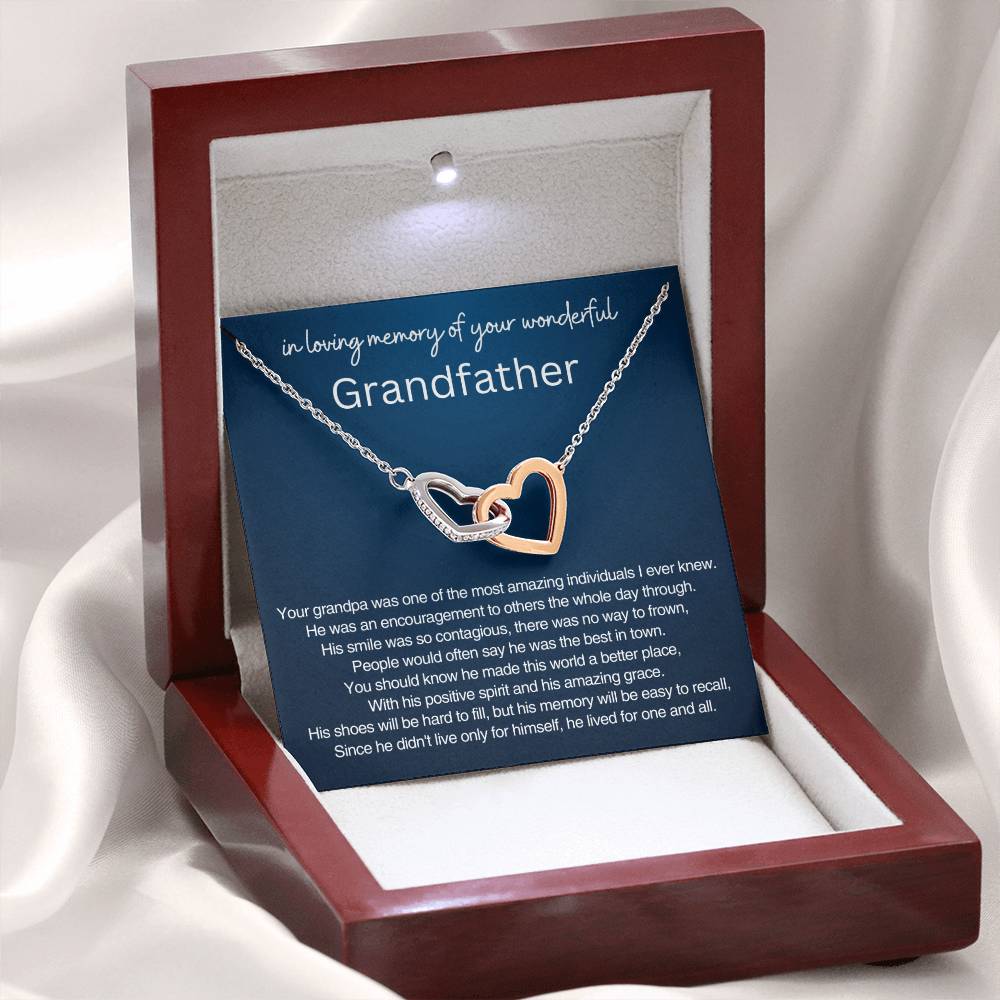 Remembrance Gift - In loving memory of you wonderful Grandfather - Interlocking Hearts Necklace