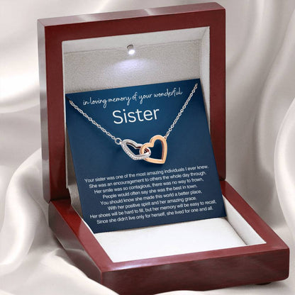 Remembrance Gift - In loving memory of you wonderful sister - Interlocking Hearts Necklace