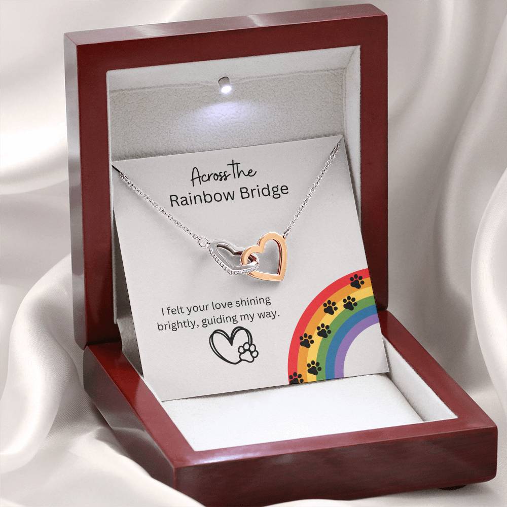 Remembrance Gift - Across the rainbow bridge - Interlocking Hearts Necklace