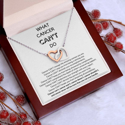 WHAT CANCER CAN'T DO - Encouragement Gift for Her - Interlocking Hearts Necklace