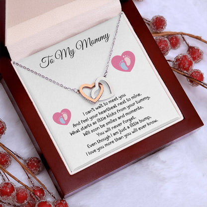 Gift from Baby Bump to Mommy - Interlocking Hearts Necklace - I can't wait to meet you!