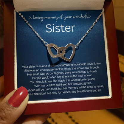 Remembrance Gift - In loving memory of you wonderful sister - Interlocking Hearts Necklace