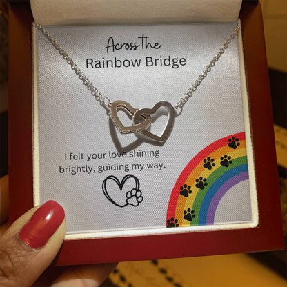 Remembrance Gift - Across the rainbow bridge - Interlocking Hearts Necklace