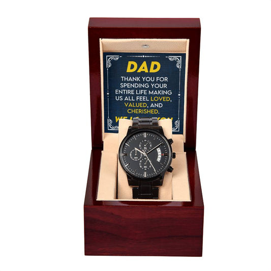 Gift for Dad -  We Love you - Black Chronograph Watch
