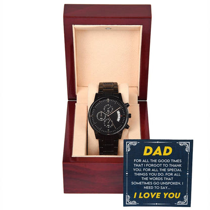 Gift for Dad from Son,Daughter - Birthday,Father's Day,Special Occassion Gift for Daddy - Black Chronograph Watch