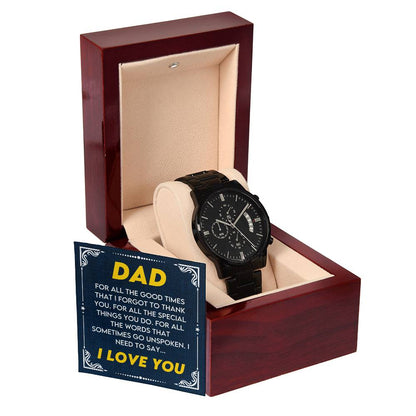 Gift for Dad from Son,Daughter - Birthday,Father's Day,Special Occassion Gift for Daddy - Black Chronograph Watch