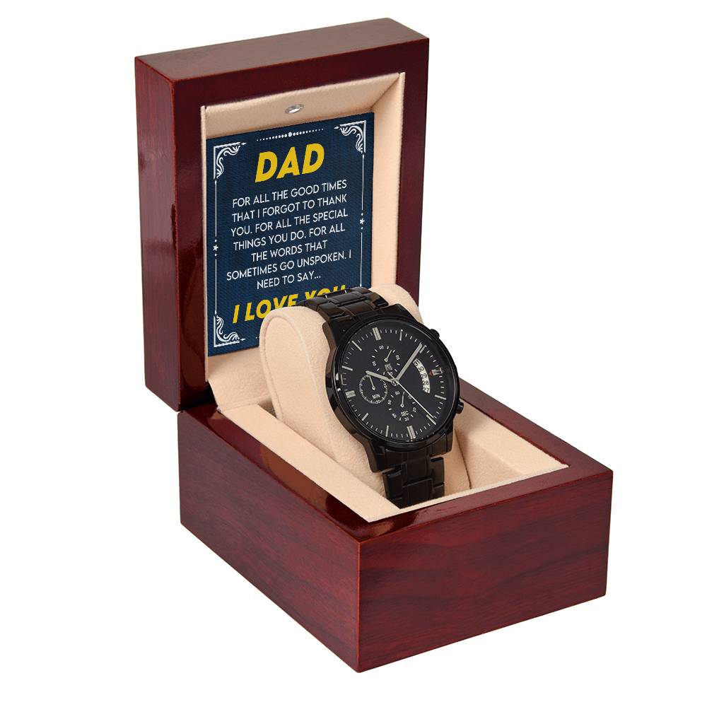 Gift for Dad from Son,Daughter - Birthday,Father's Day,Special Occassion Gift for Daddy - Black Chronograph Watch