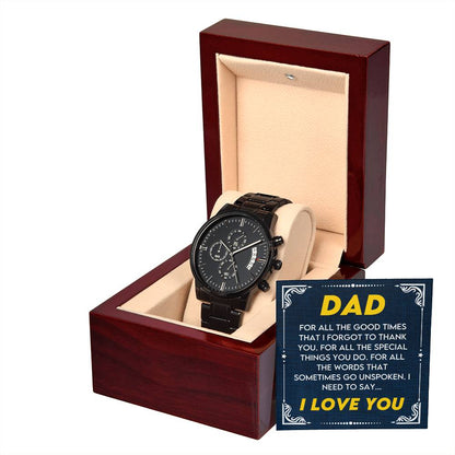 Gift for Dad from Son,Daughter - Birthday,Father's Day,Special Occassion Gift for Daddy - Black Chronograph Watch