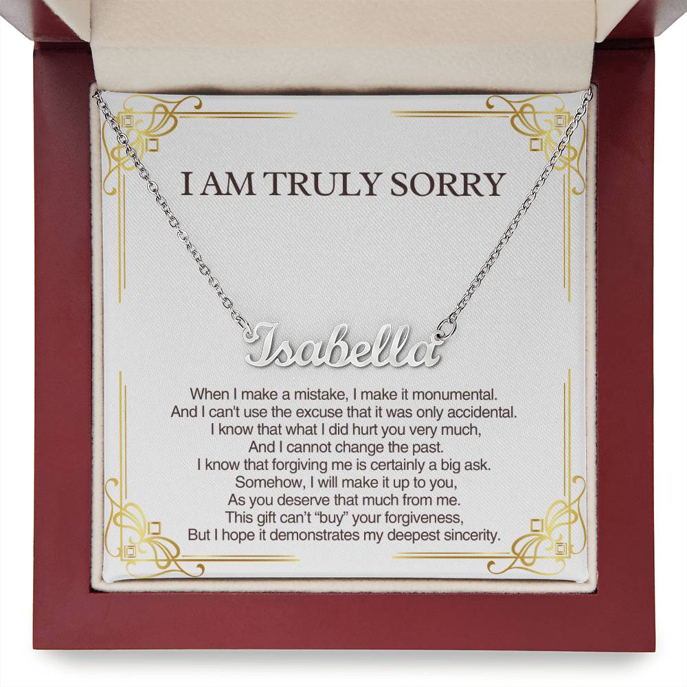 Personalized Apology Gift for Her - Customizable  Name Necklace - I am Truly Sorry