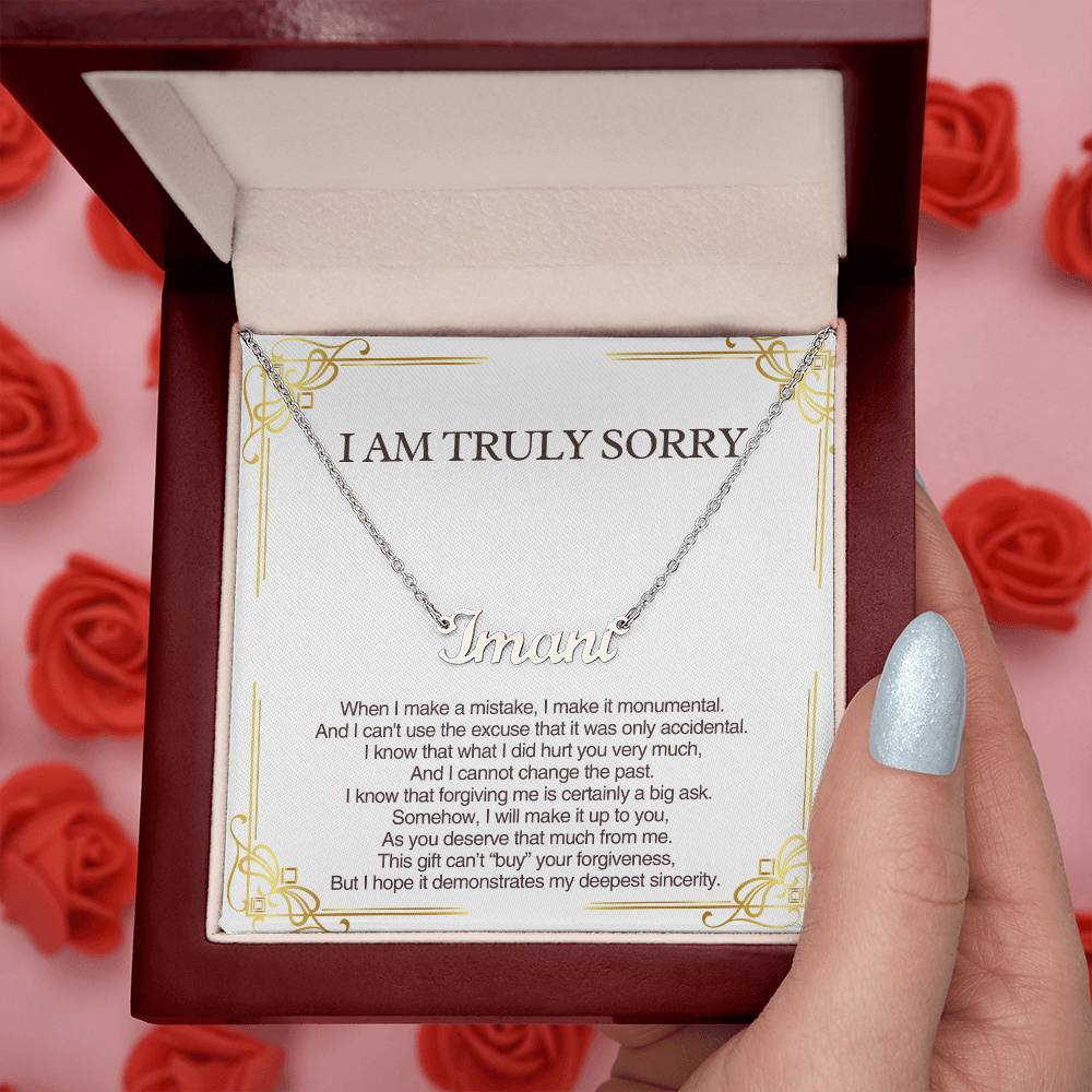 Personalized Apology Gift for Her - Customizable  Name Necklace - I am Truly Sorry