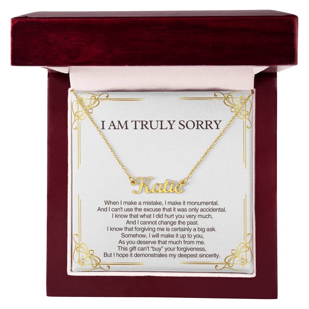 Personalized Apology Gift for Her - Customizable  Name Necklace - I am Truly Sorry