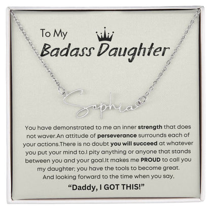 Personalized Gift for Badass Daughter- Customizable Signature Style Name Necklace