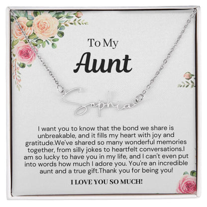 Personalized Gift for Aunt- Customizable Signature Style Name Necklace -  I Love You So Much