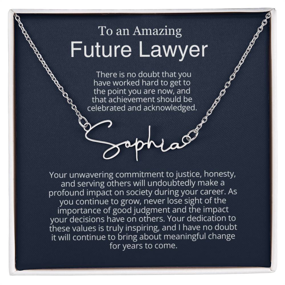 Personalized Gift for Future Lawyer - Customizable Signature Style Name Necklace for Her