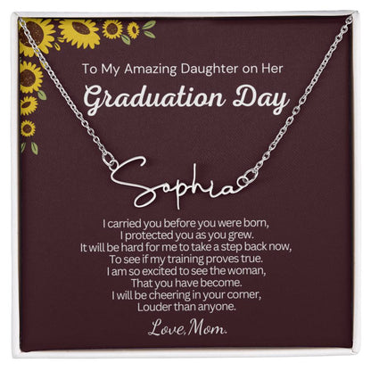 Personalized Graduation Gift for Daughter from Mom - Customizable Signature Style Name Necklace for Her