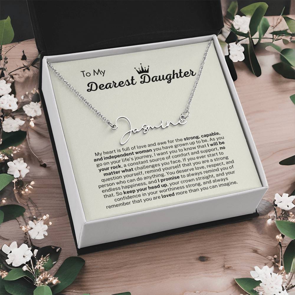 Personalized Gift for Dearest Daughter- Customizable Signature Style Name Necklace