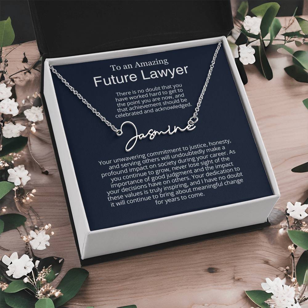 Personalized Gift for Future Lawyer - Customizable Signature Style Name Necklace for Her