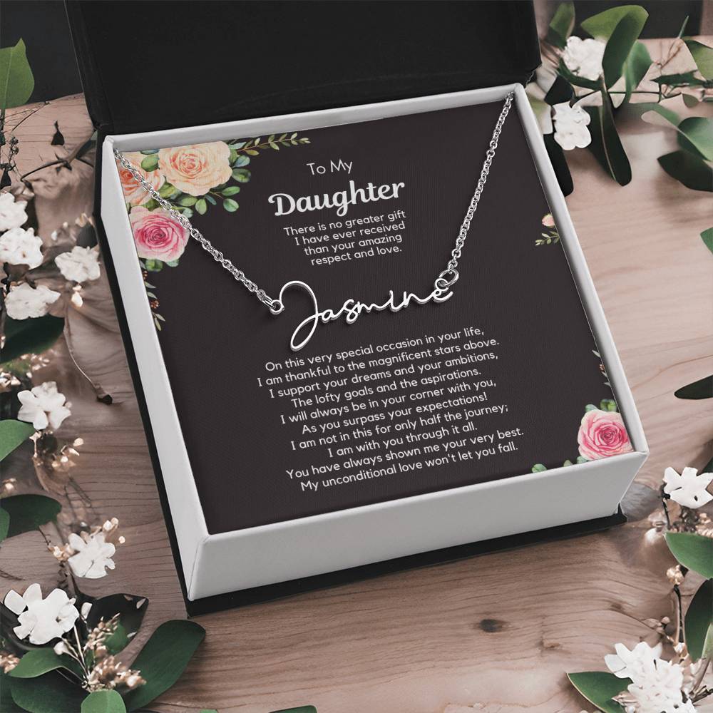 Personalized Graduation Gift for Daughter - Customizable Signature Style Name Necklace