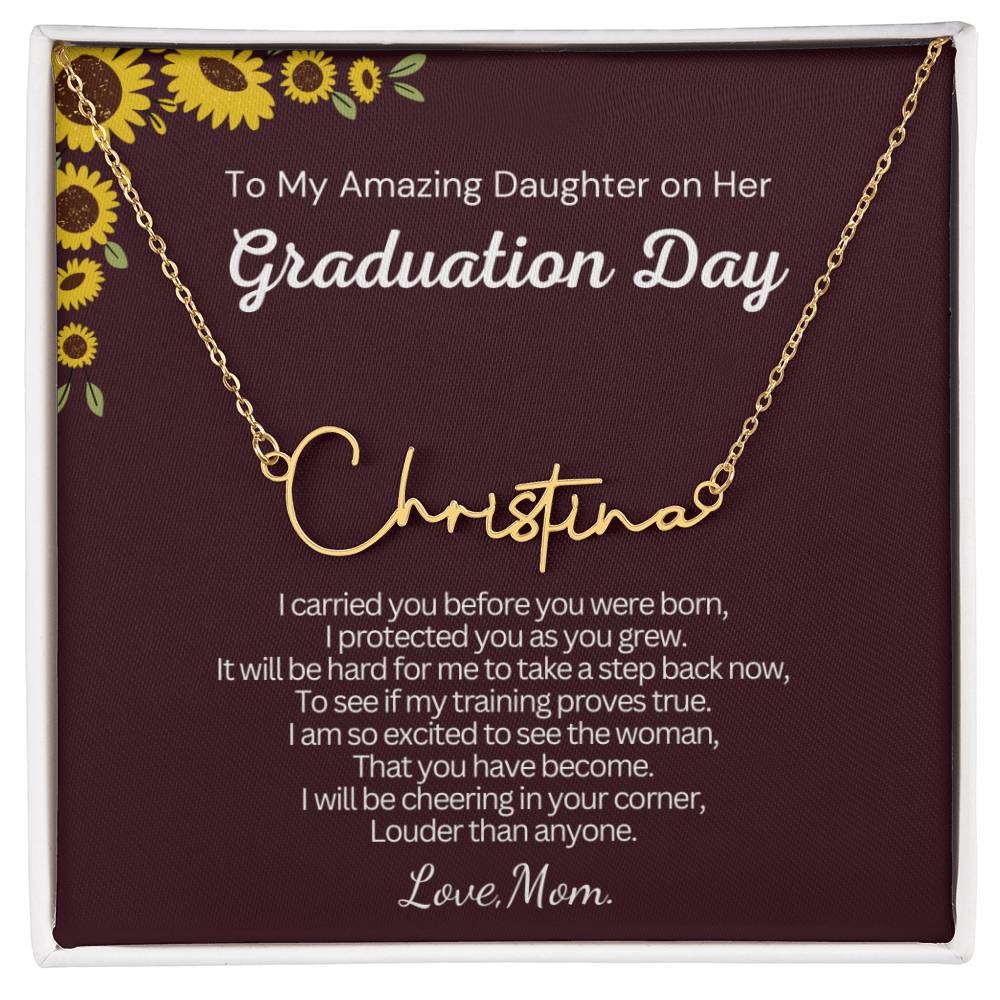 Personalized Graduation Gift for Daughter from Mom - Customizable Signature Style Name Necklace for Her