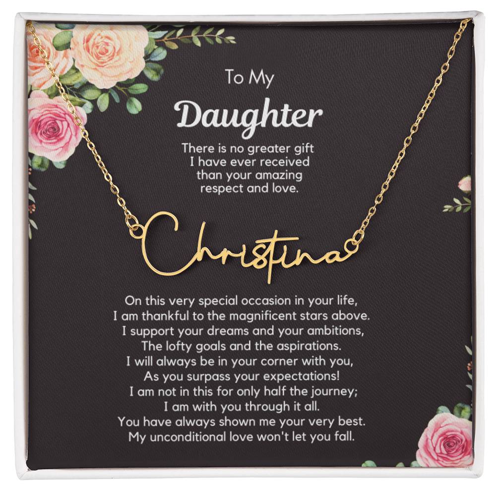 Personalized Graduation Gift for Daughter - Customizable Signature Style Name Necklace