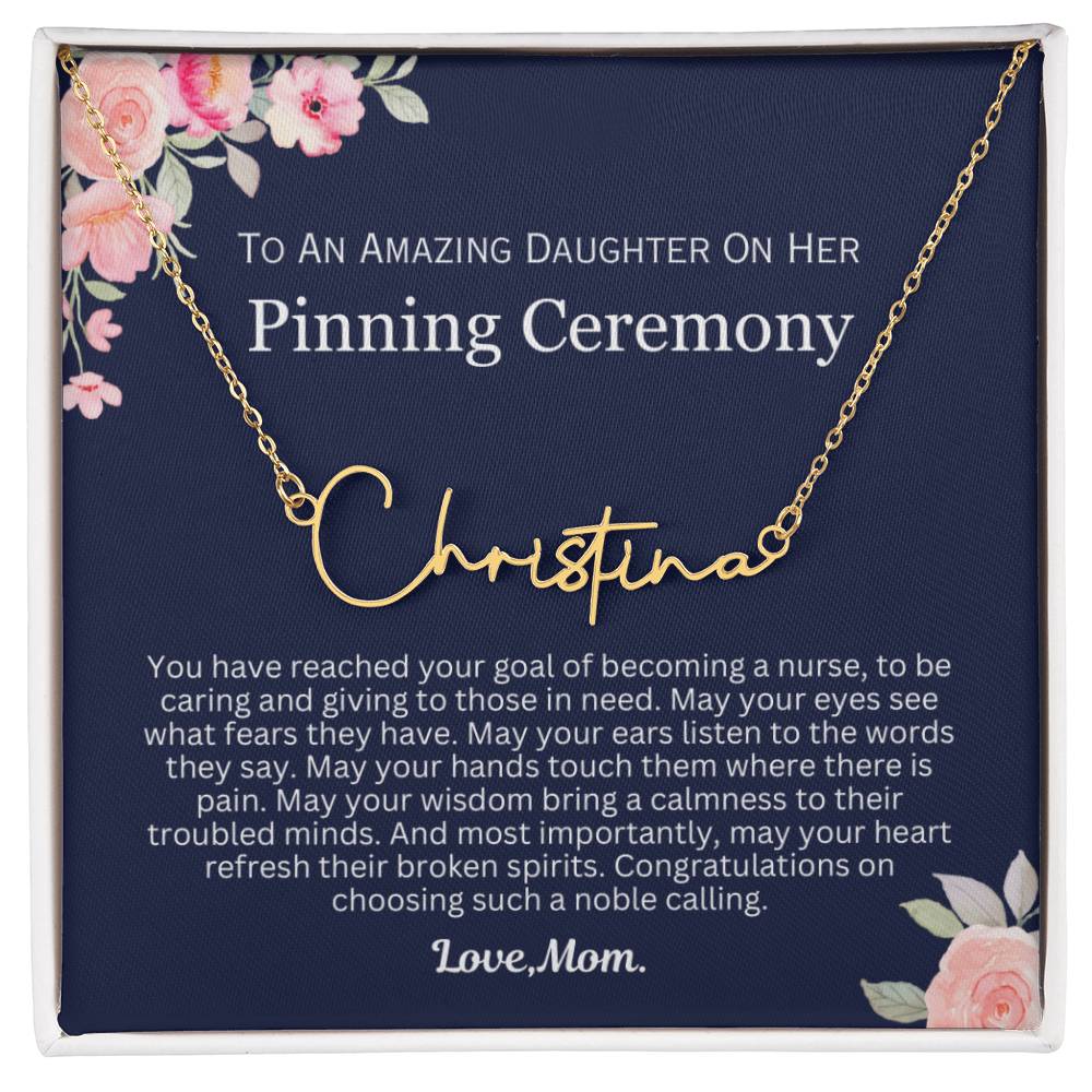 Personalized  Pinning Ceremony Gift for Her - Customizable Signature Style Name Necklace