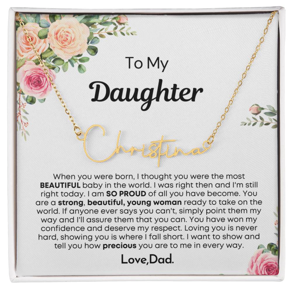 Personalized Graduation Gift for Daughter from Dad - Customizable Signature Style Name Necklace for Her