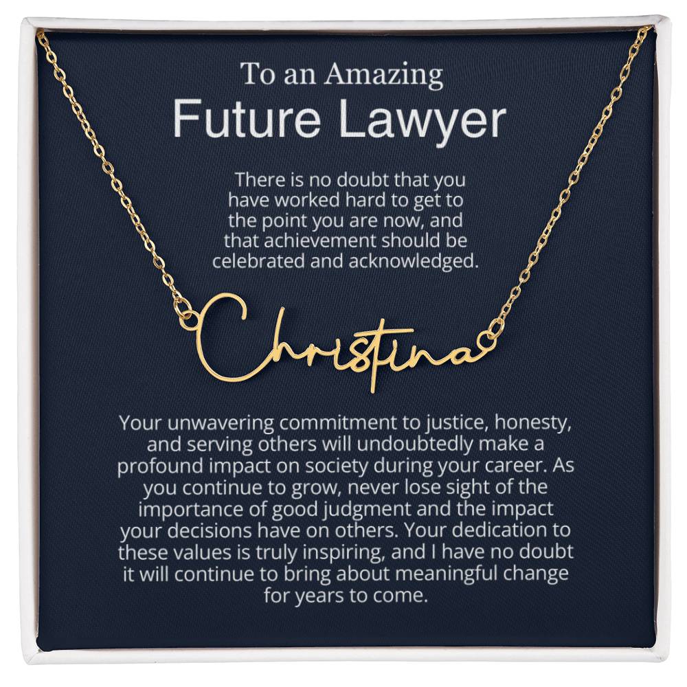 Personalized Gift for Future Lawyer - Customizable Signature Style Name Necklace for Her