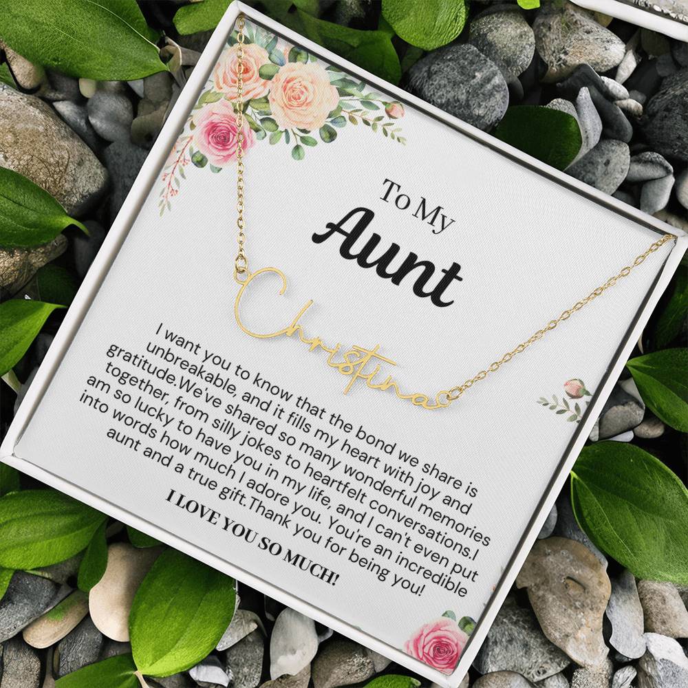 Personalized Gift for Aunt- Customizable Signature Style Name Necklace -  I Love You So Much