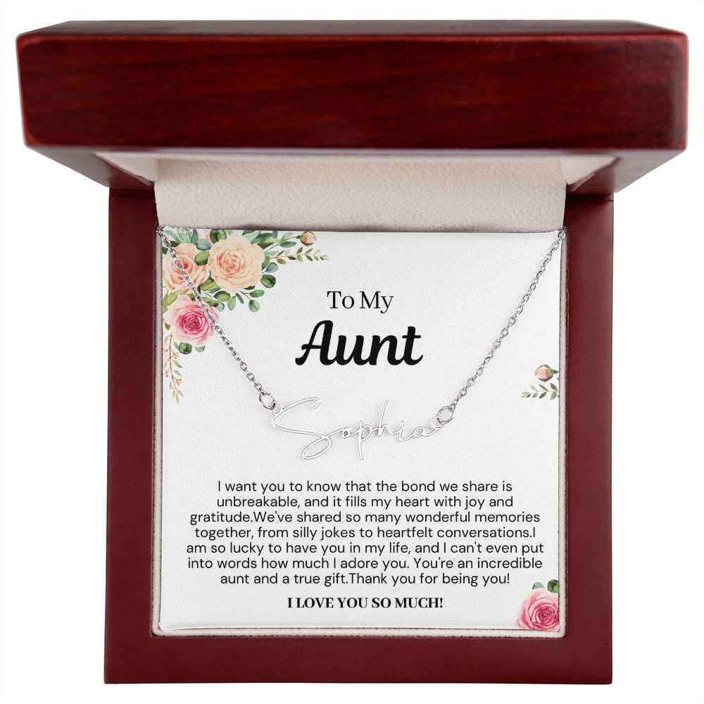 Personalized Gift for Aunt- Customizable Signature Style Name Necklace -  I Love You So Much