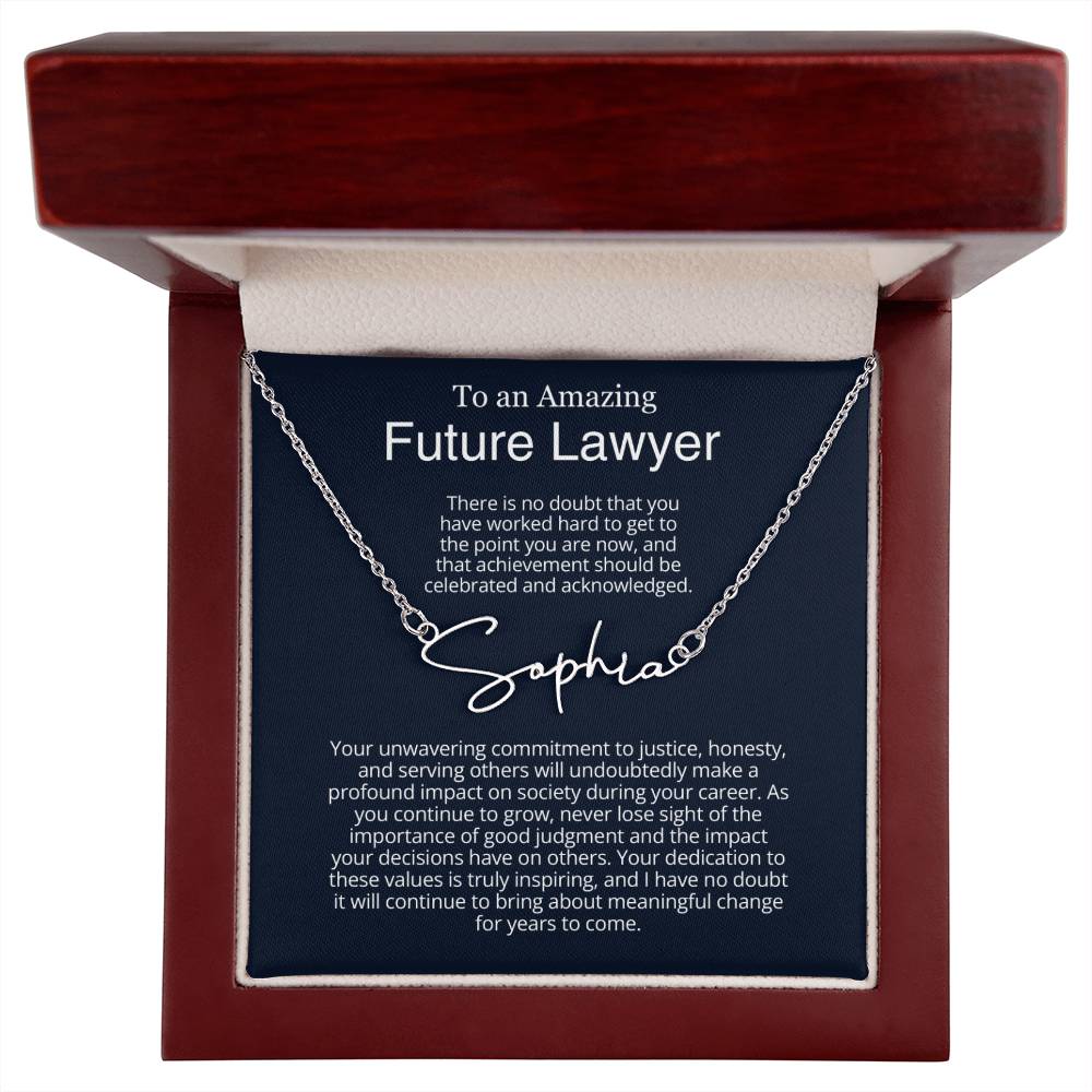 Personalized Gift for Future Lawyer - Customizable Signature Style Name Necklace for Her