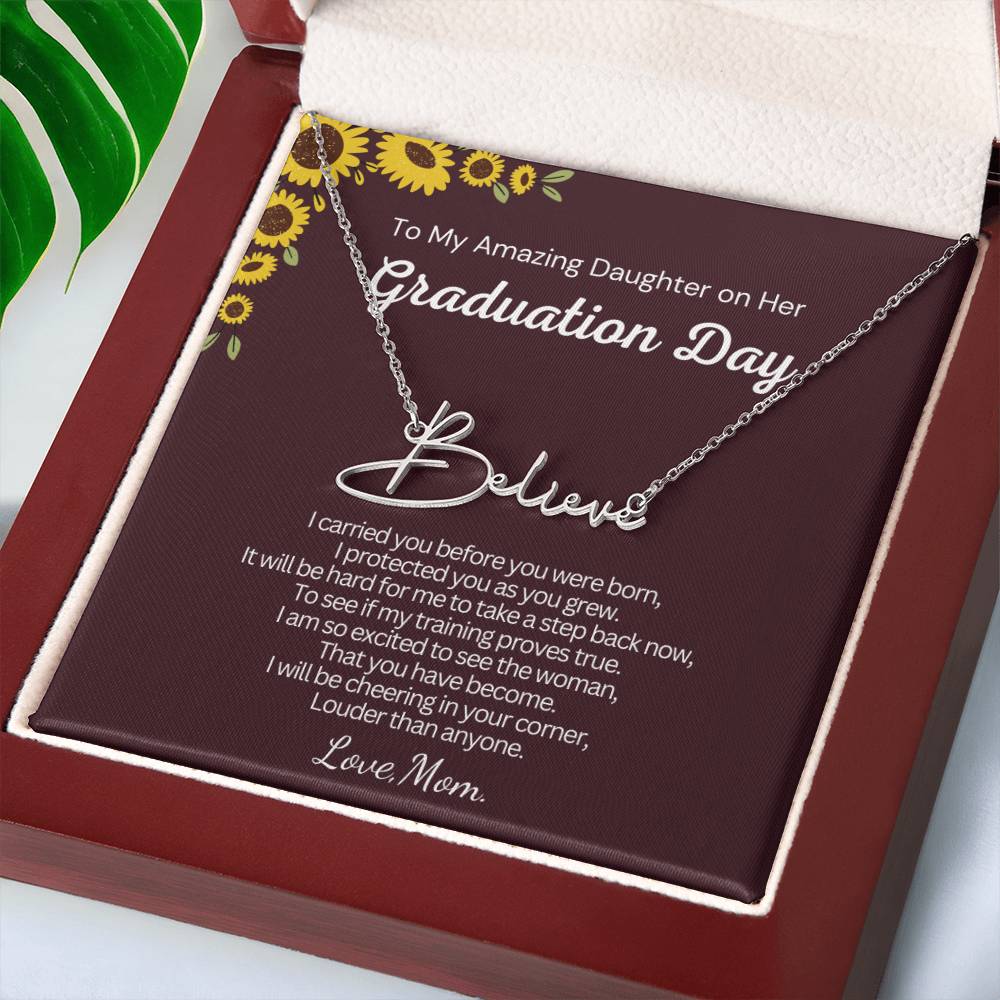 Personalized Graduation Gift for Daughter from Mom - Customizable Signature Style Name Necklace for Her