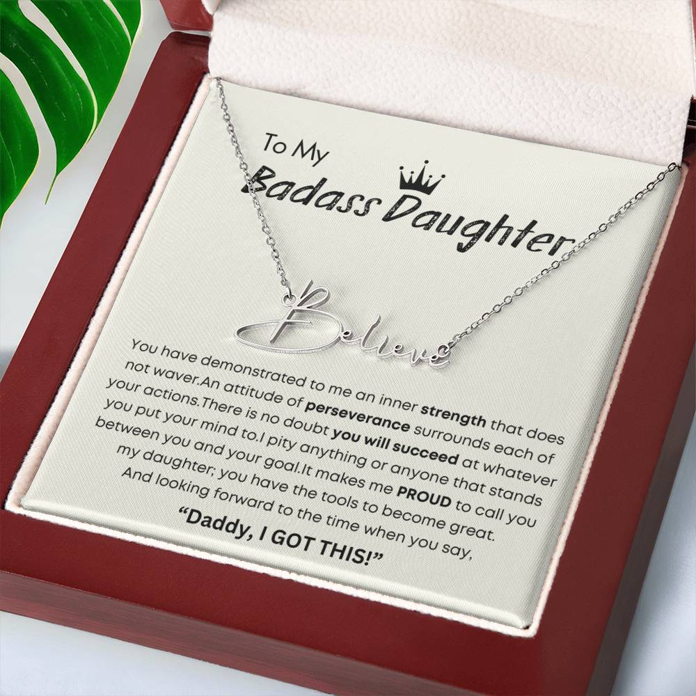 Personalized Gift for Badass Daughter- Customizable Signature Style Name Necklace