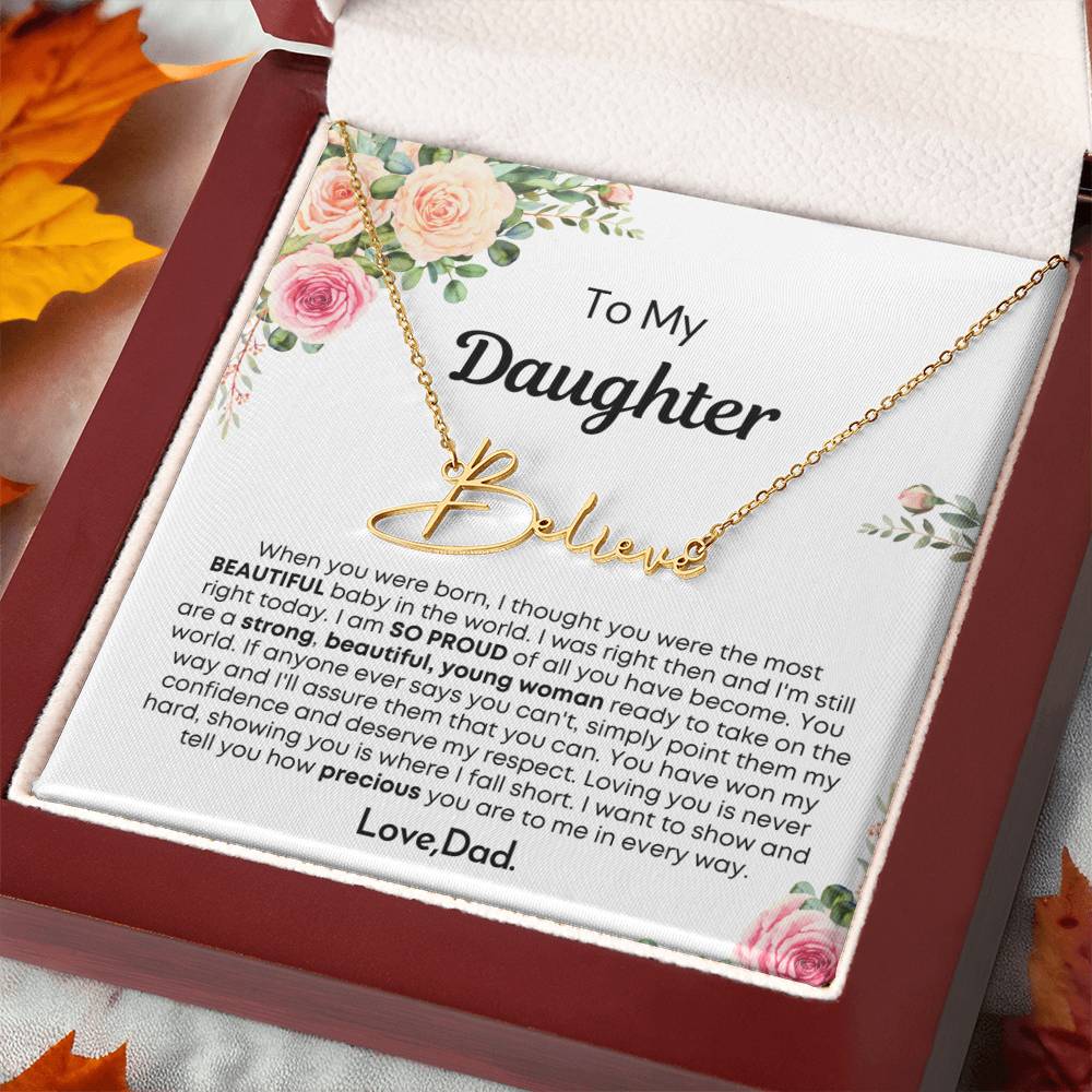 Personalized Graduation Gift for Daughter from Dad - Customizable Signature Style Name Necklace for Her