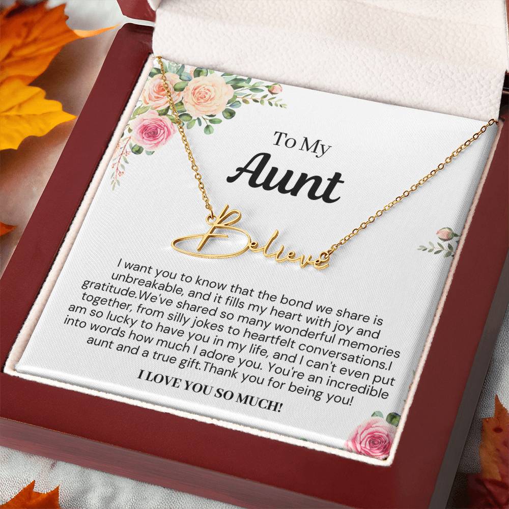 Personalized Gift for Aunt- Customizable Signature Style Name Necklace -  I Love You So Much