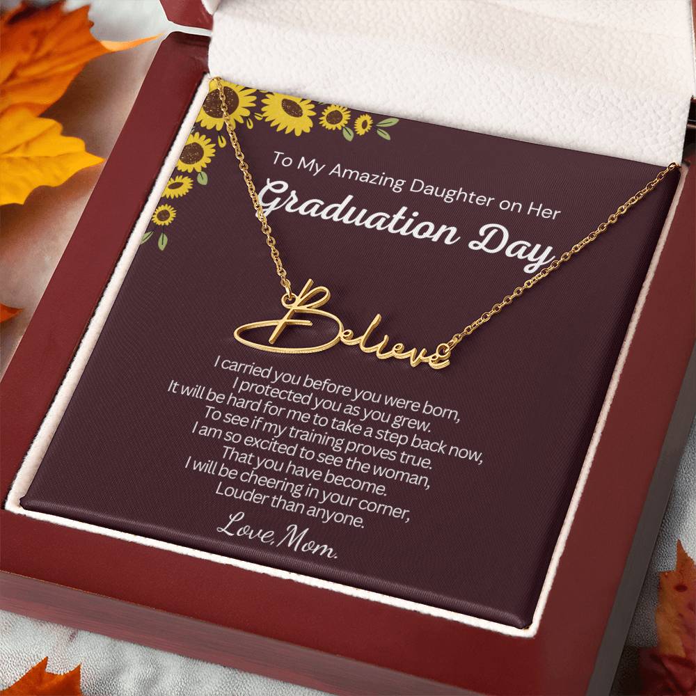 Personalized Graduation Gift for Daughter from Mom - Customizable Signature Style Name Necklace for Her