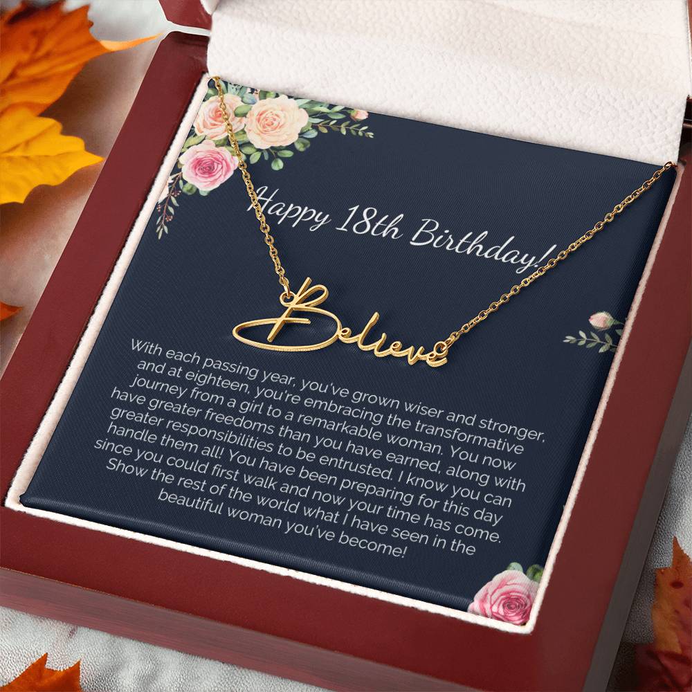 Personalized 18th Birthday Gift for Her - Customizable Signature Style Name Necklace