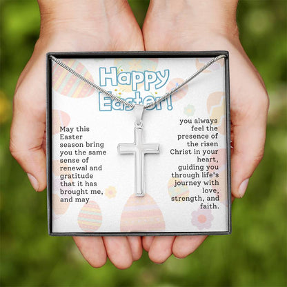 Happy Easter - Artisan-crafted Stainless Steel Cross Necklace Gift