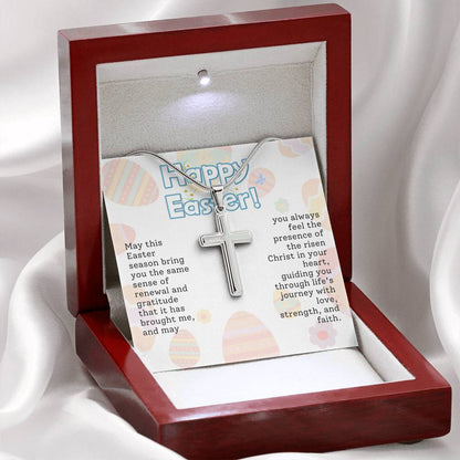Happy Easter - Artisan-crafted Stainless Steel Cross Necklace Gift